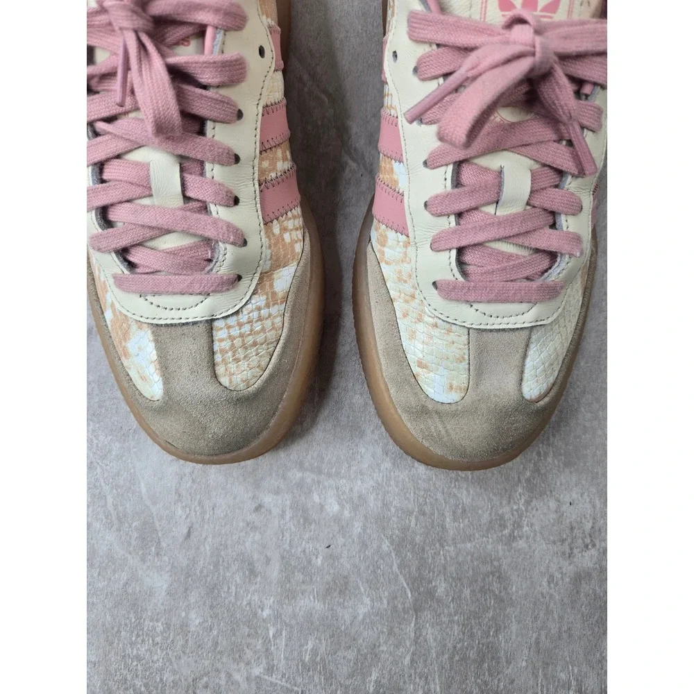 Adidas Samba Sneaker 8 Pink Cream Snakeskin Platform Gum Shoes Sporty Athleisure